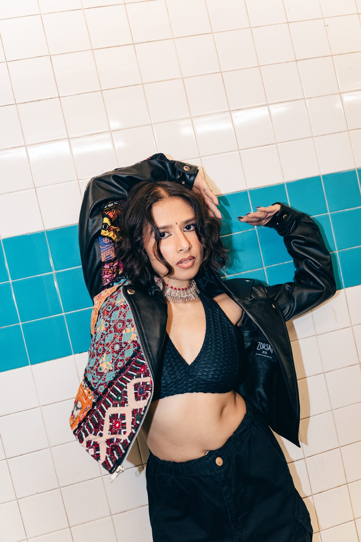 Ralli Leather Jacket — No. 07 — Cropped Half Patchwork — Size S