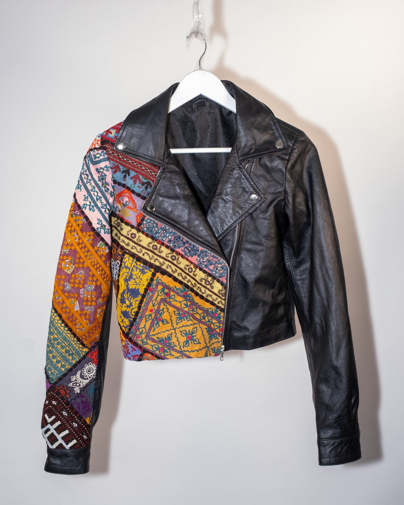 Ralli Leather Jacket — No. 04 — Cropped Half Patchwork — Size S