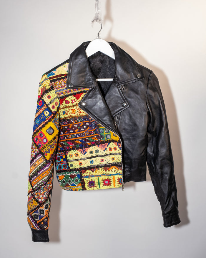 Ralli Leather Jacket — No. 07 — Cropped Half Patchwork — Size S