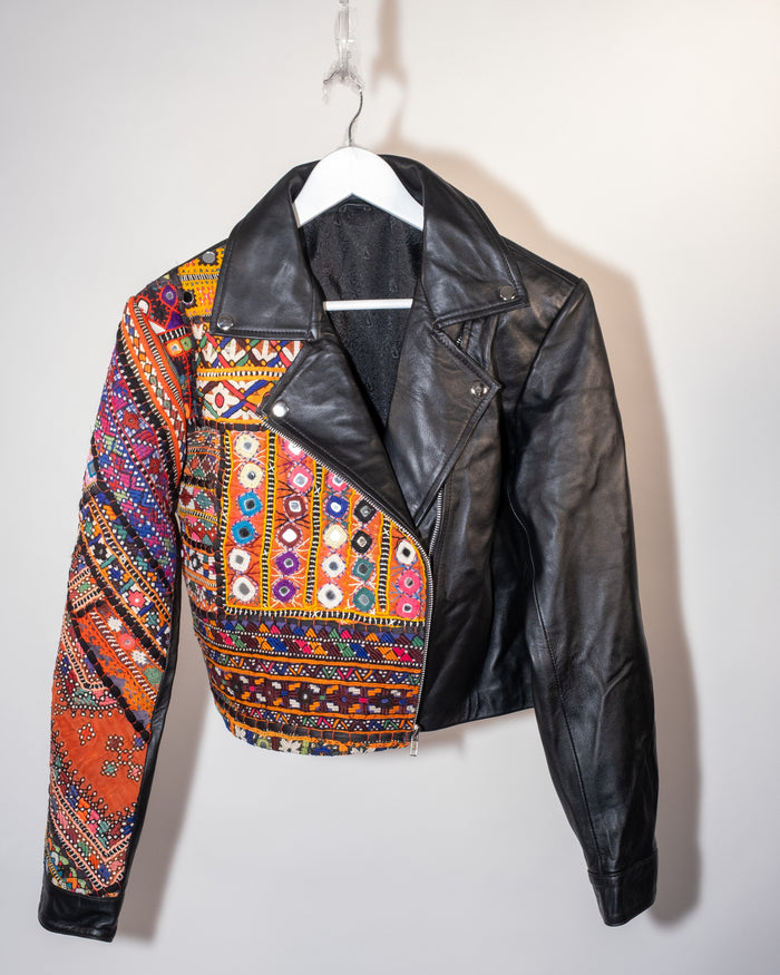 Ralli Leather Jacket — No. 13 — Cropped Half Patchwork — Size L