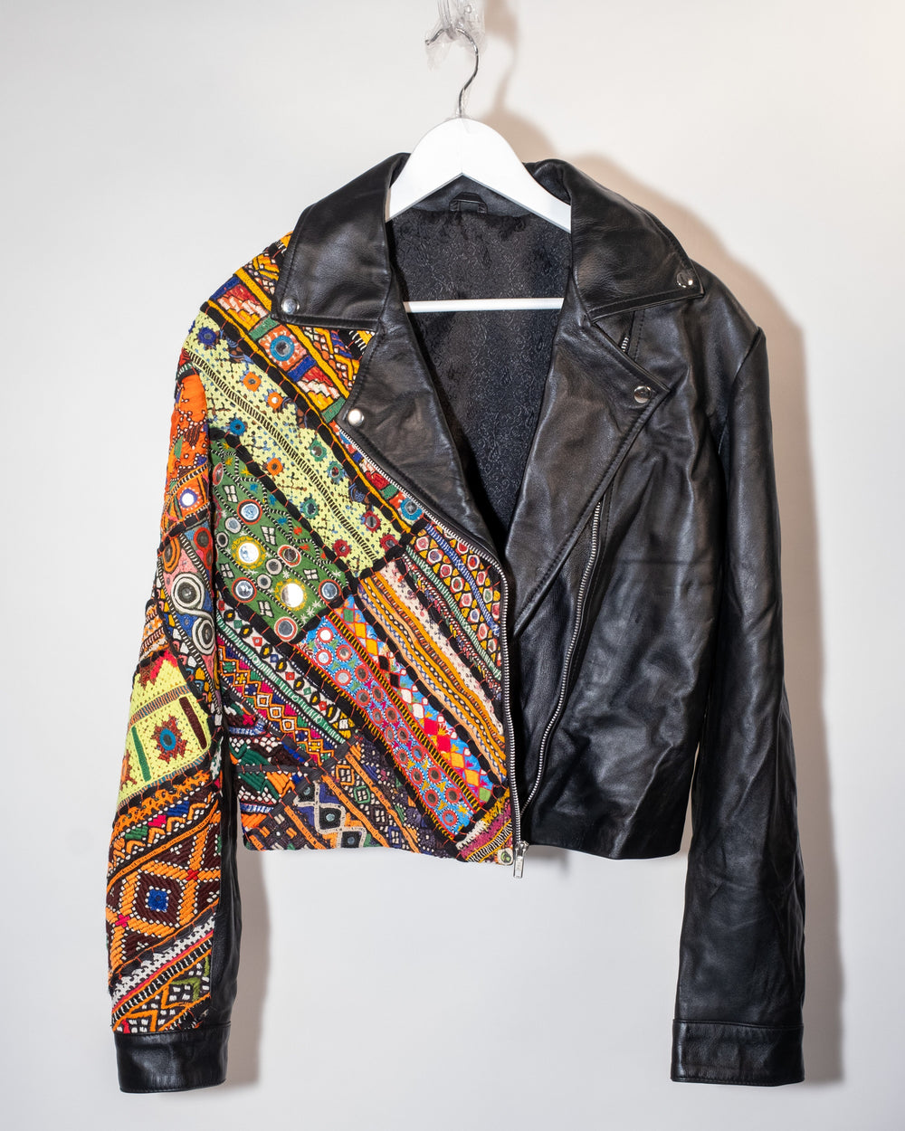 Ralli Leather Jacket — No. 14 — Cropped Half Patchwork — Size XL