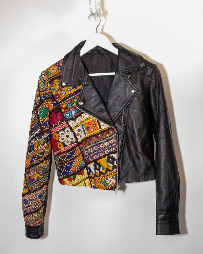 Ralli Leather Jacket — No. 16 — Cropped Half Patchwork — Size S