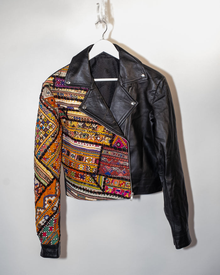 Ralli Leather Jacket — No. 17 — Cropped Half Patchwork — Size L