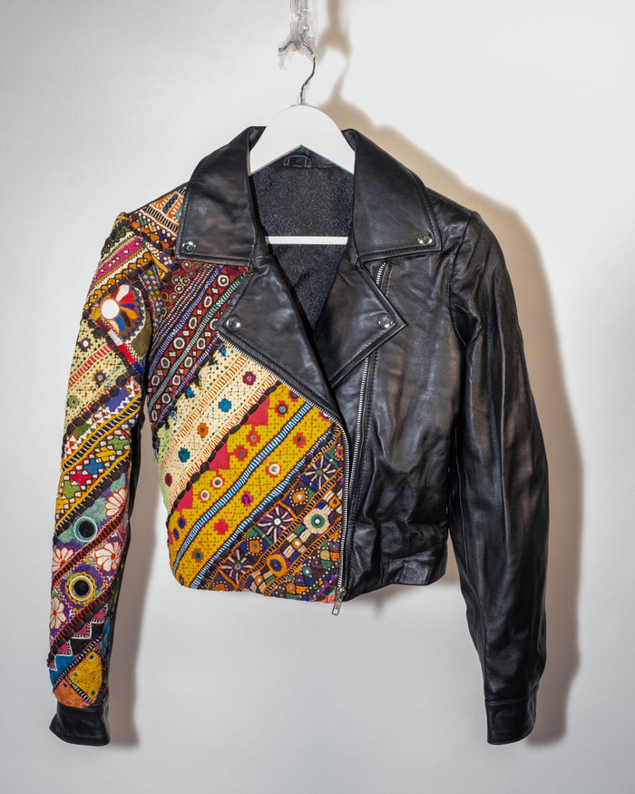 Ralli Leather Jacket — No. 19 — Cropped Half Patchwork — Size XS