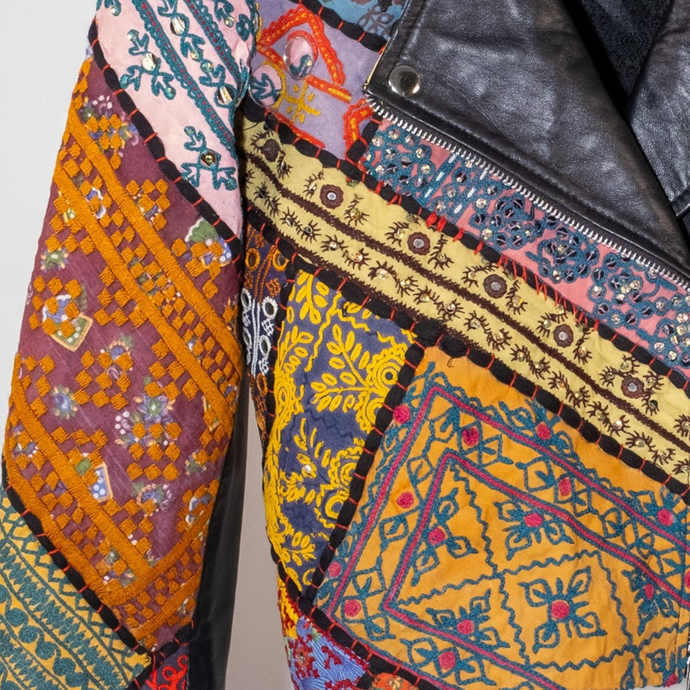 Ralli Leather Jacket — No. 04 — Cropped Half Patchwork — Size S
