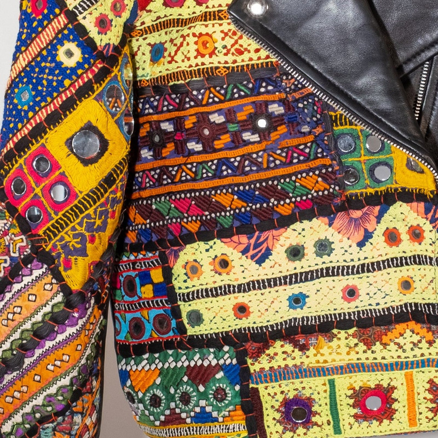 Ralli Leather Jacket — No. 07 — Cropped Half Patchwork — Size S